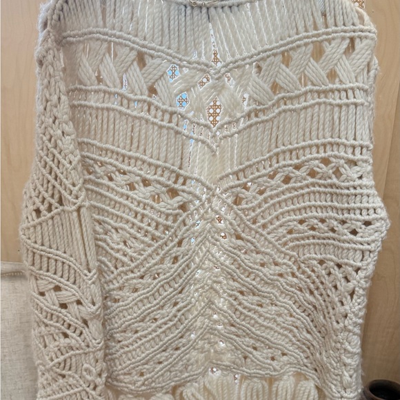 Anthropologie Cream Crochet Cardigan Sweater - Picture 8 of 15